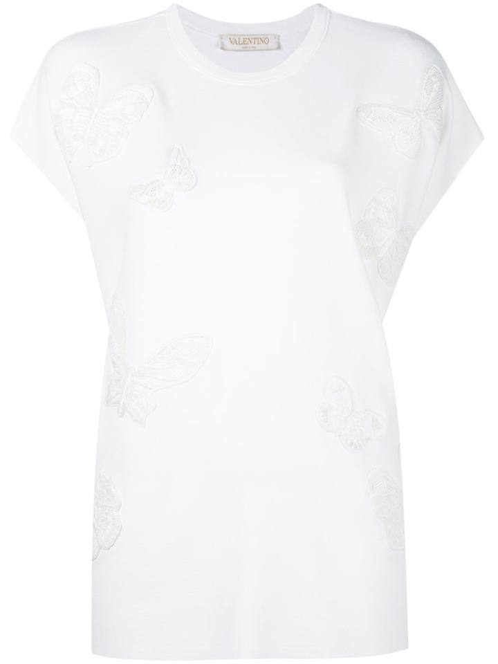 Valentino Butterfly Appliqué Top, Women's, Size: Small, White, Polyester/viscose/cotton