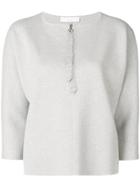 Fabiana Filippi Zip Detail 3/4 Sleeve Sweater - Grey