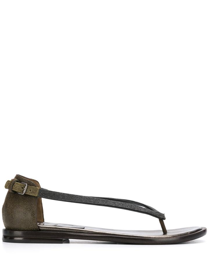 Brunello Cucinelli Low Heel Sandals - Brown
