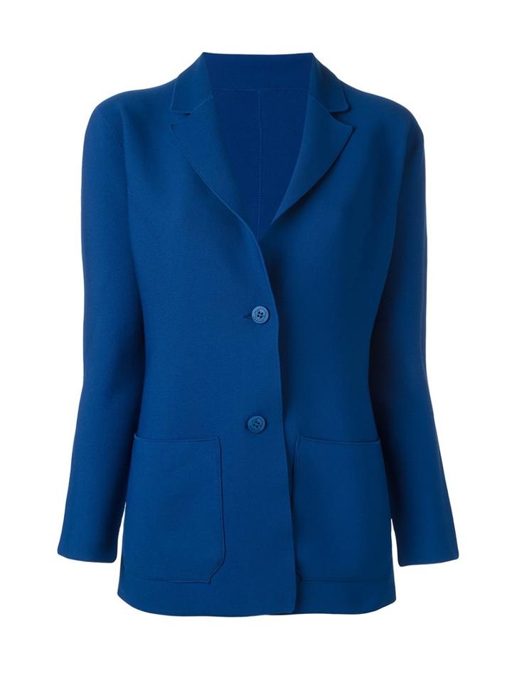 Issey Miyake Cauliflower Single Breasted Blazer, Women's, Blue, Polyester