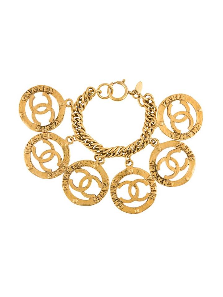 Chanel Vintage Logo Charm Bracelet, Women's, Metallic