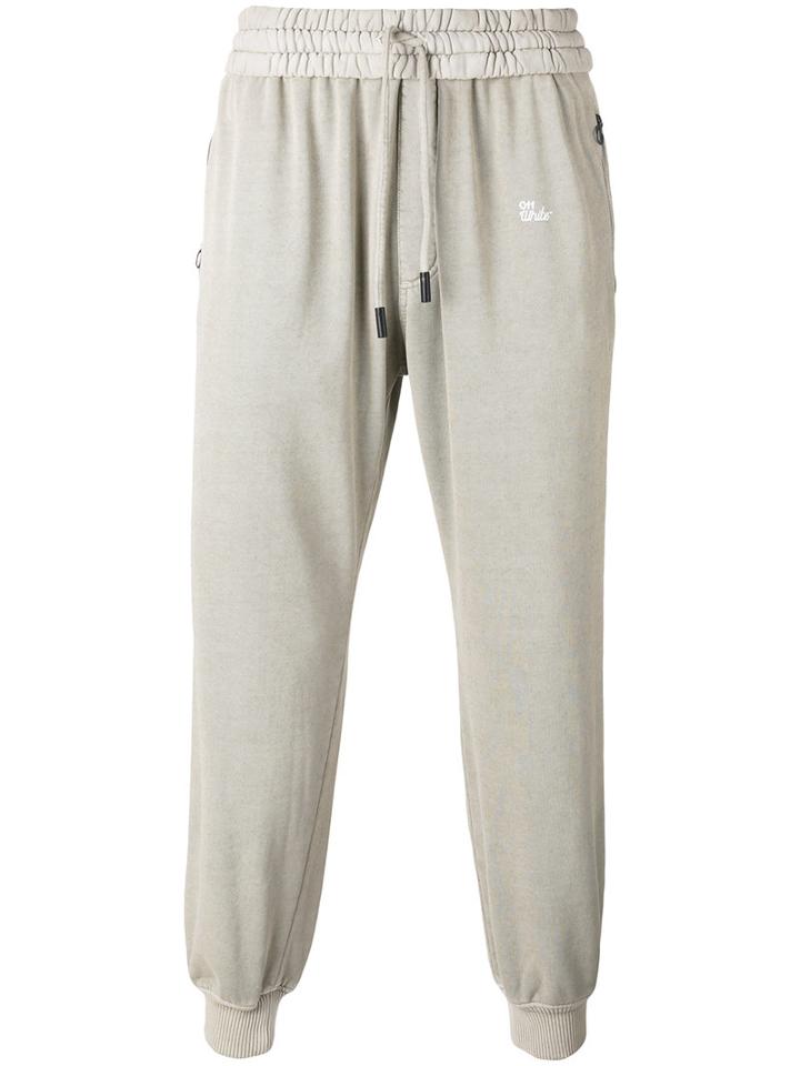 Off-white Drawstring Track Pants, Men's, Size: Small, Grey, Cotton/spandex/elastane