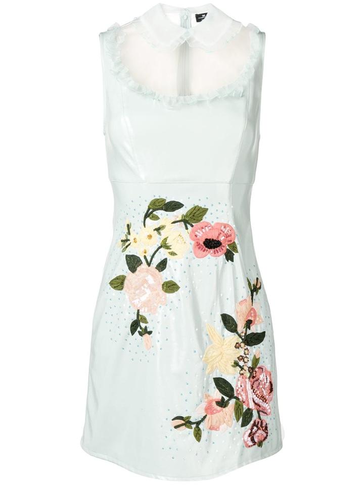 Elisabetta Franchi Floral Appliqué Dress - Blue