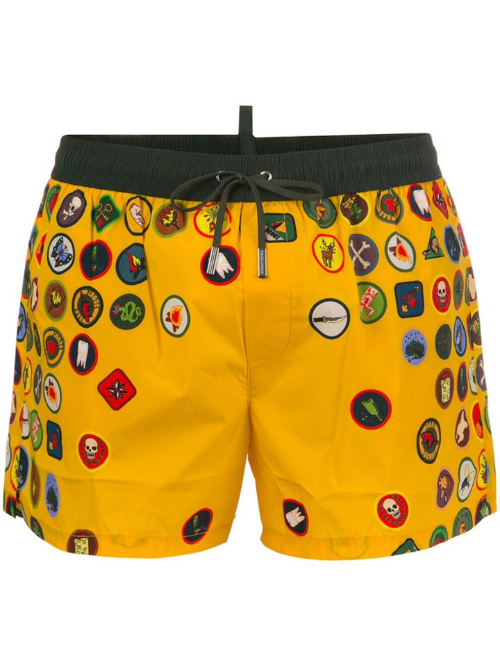 Dsquared2 Graphic Swim Shorts - Yellow & Orange