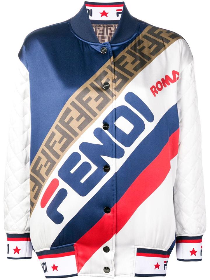 Fendi Reversible Logo Bomber Jacket - White