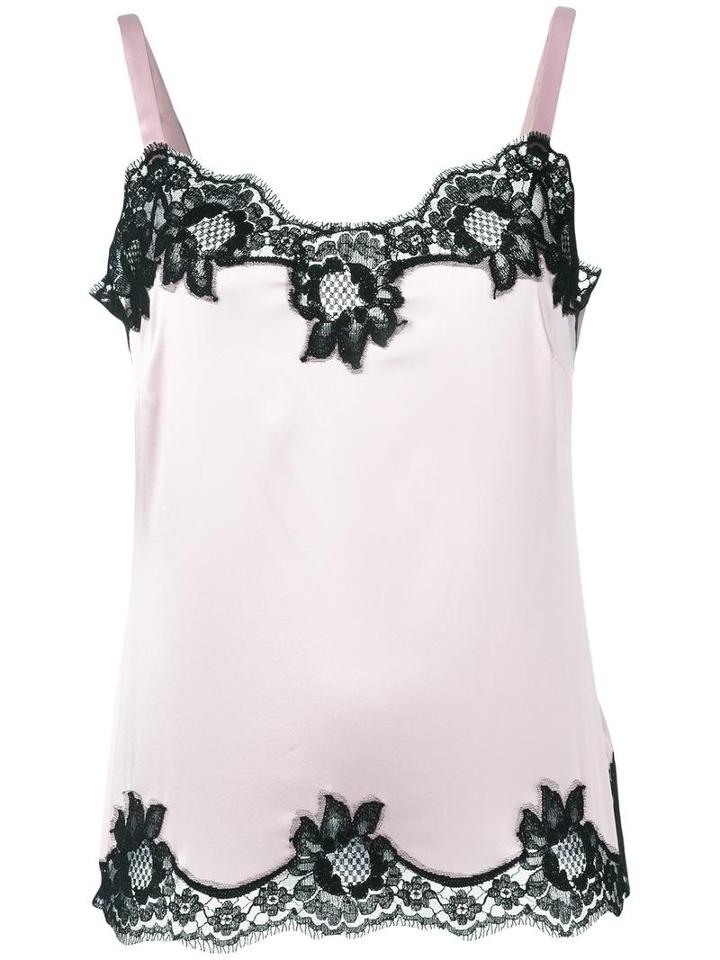 Dolce & Gabbana Underwear Lace Insert Camisole, Women's, Size: Medium, Pink/purple, Silk/cotton/spandex/elastane/polyacrylic