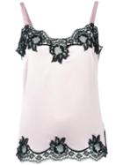 Dolce & Gabbana Underwear Lace Insert Camisole, Women's, Size: Medium, Pink/purple, Silk/cotton/spandex/elastane/polyacrylic