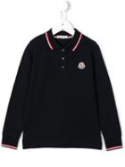 Moncler Kids Long Sleeve Polo Shirt, Boy's, Size: 6 Yrs, Black