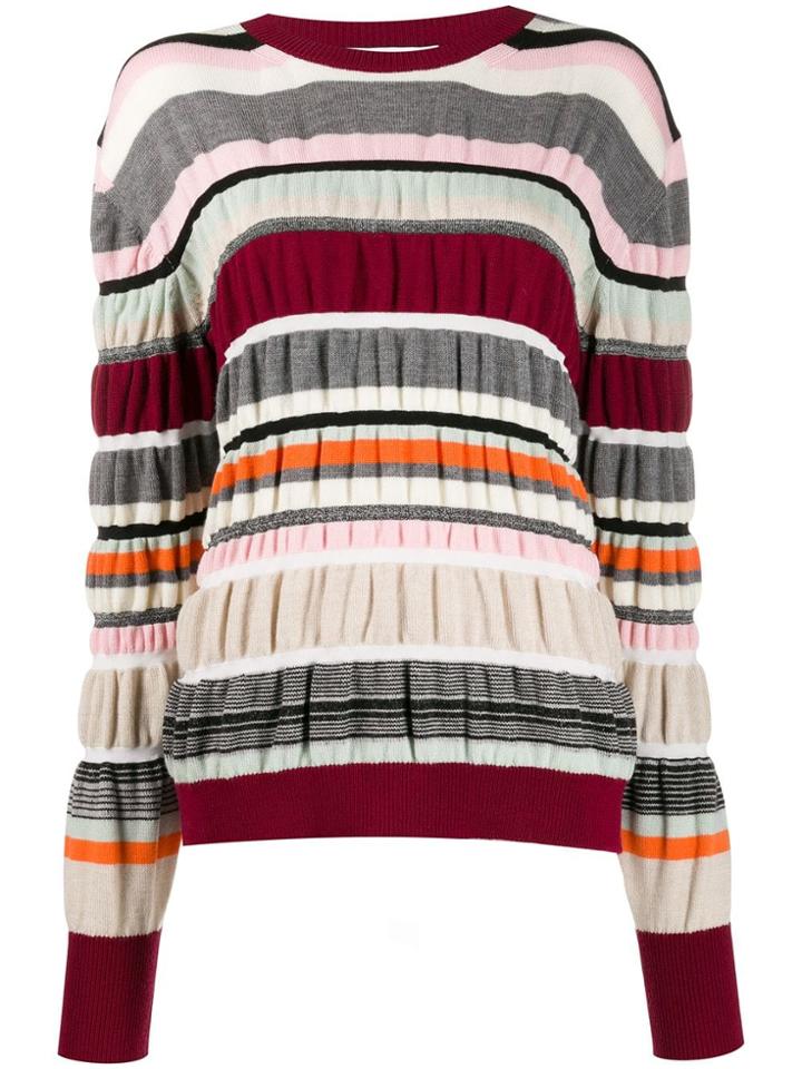 Jw Anderson Striped Ruched Jumper - Red