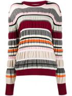 Jw Anderson Striped Ruched Jumper - Red