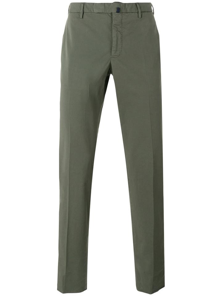 Incotex Casual Chinos, Men's, Size: 54, Green, Cotton/spandex/elastane