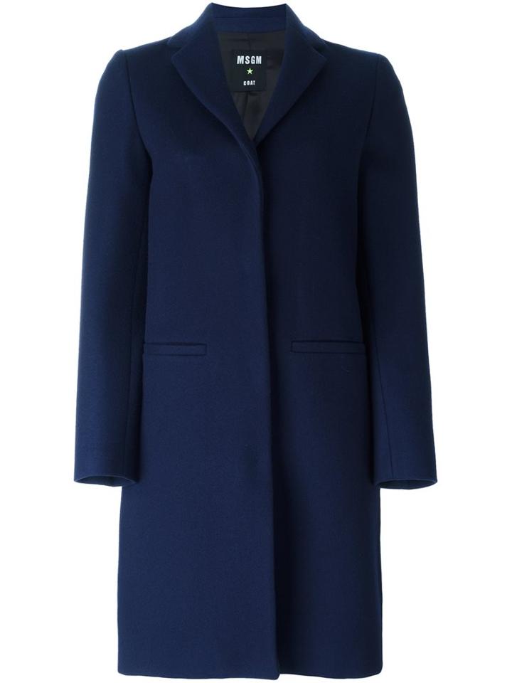 Msgm Single-breasted Mid-length Coat, Women's, Size: 38, Blue, Polyamide/viscose/wool