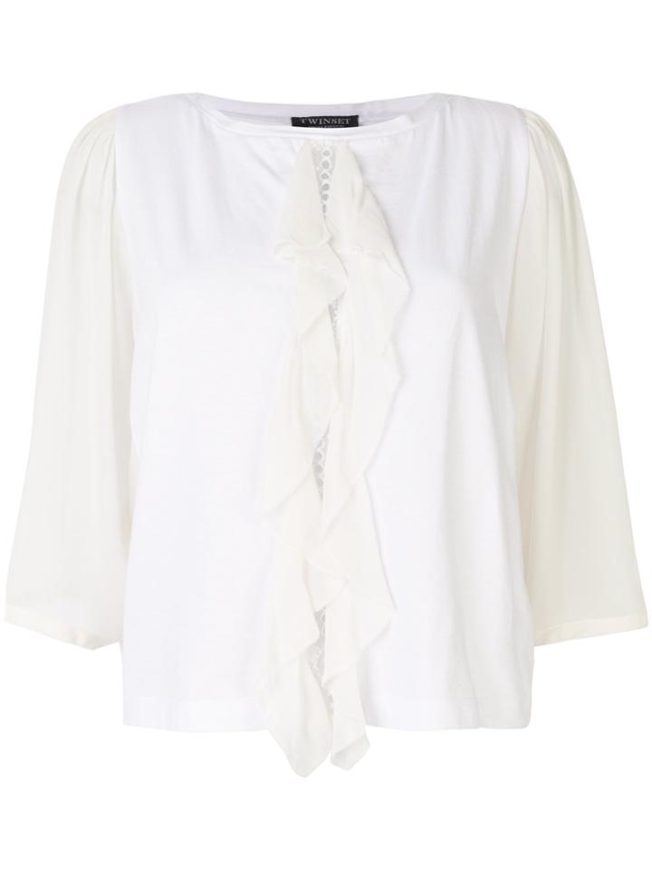Twin-set Sheer Sleeved T-shirt - White