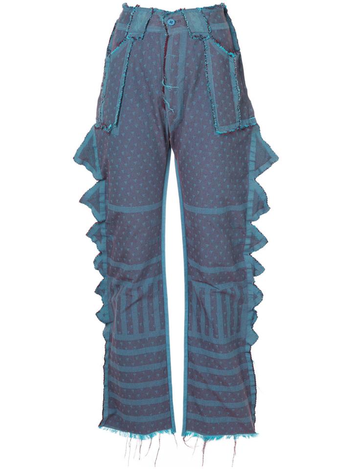 Issey Miyake Vintage Patterned Pointed Trousers - Blue