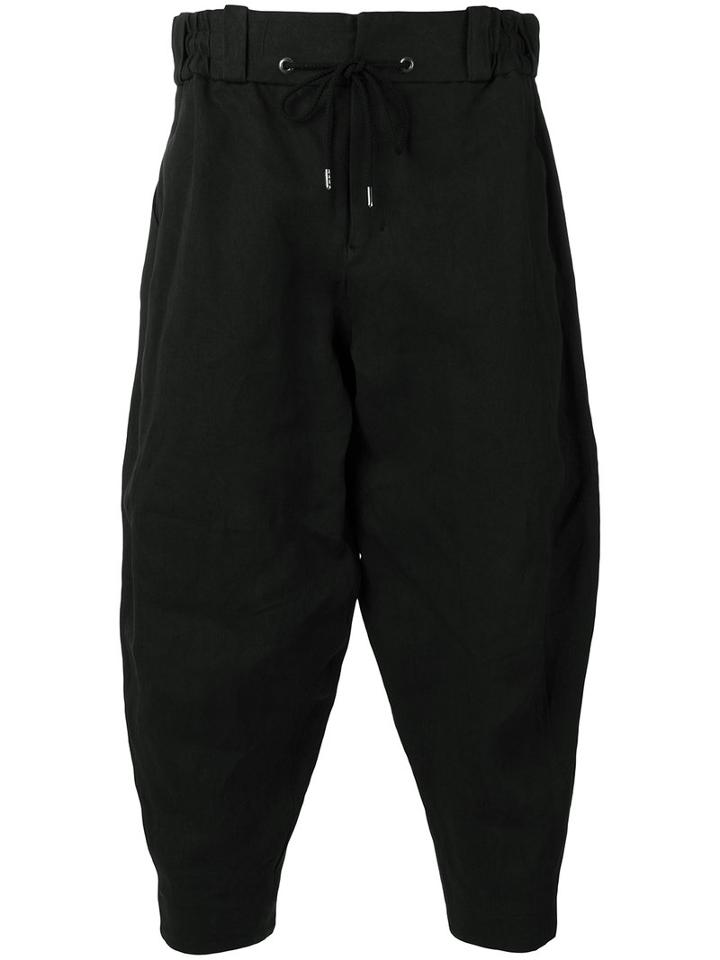 Devoa Cropped Trousers, Men's, Size: 3, Black, Polyester/japanese Paper