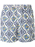 Mc2 Saint Barth - Tile Print Swim Shorts - Men - Polyamide/polyester/spandex/elastane - S, White, Polyamide/polyester/spandex/elastane