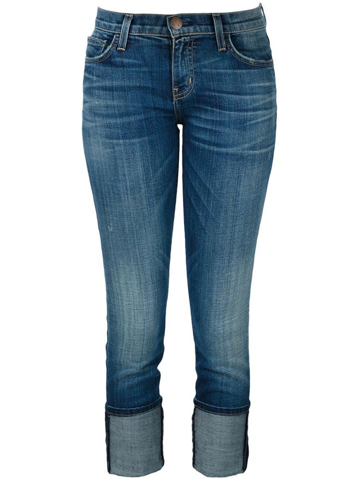 Current/elliott Cuffed Skinny Jeans, Women's, Size: 31, Blue, Cotton/polyester/spandex/elastane