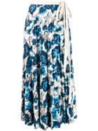 Pringle Of Scotland Floral Pleated Skirt - Blue