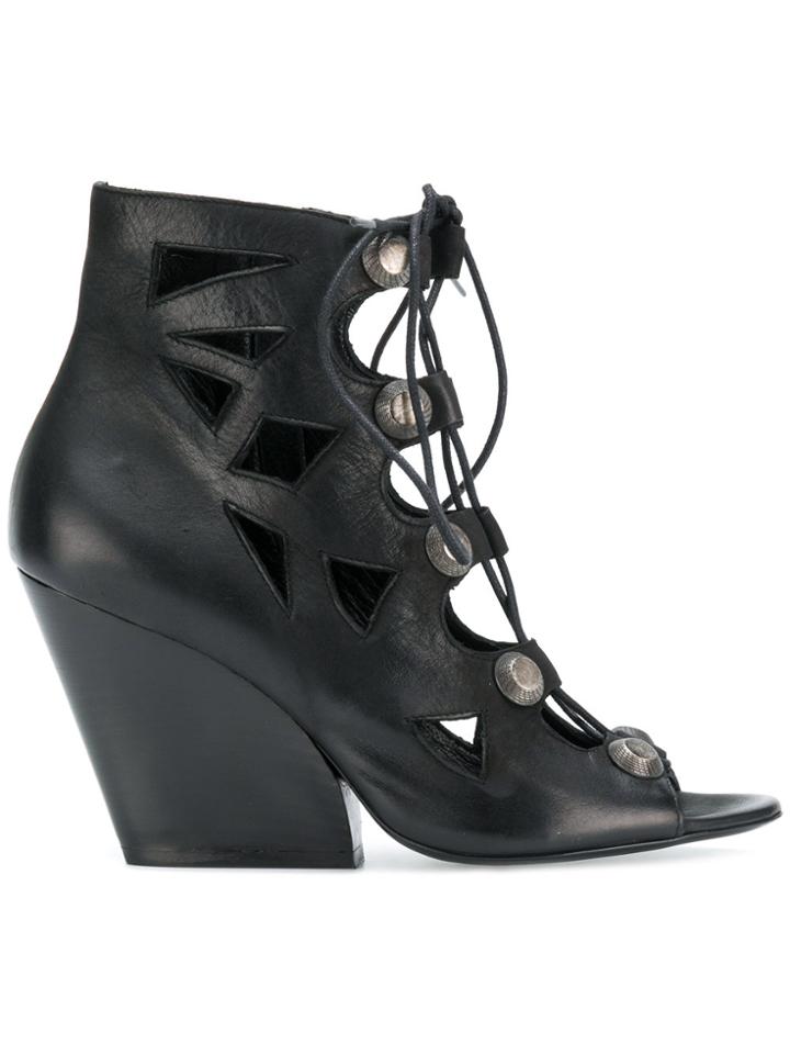 Strategia Lace-up Sandals - Black