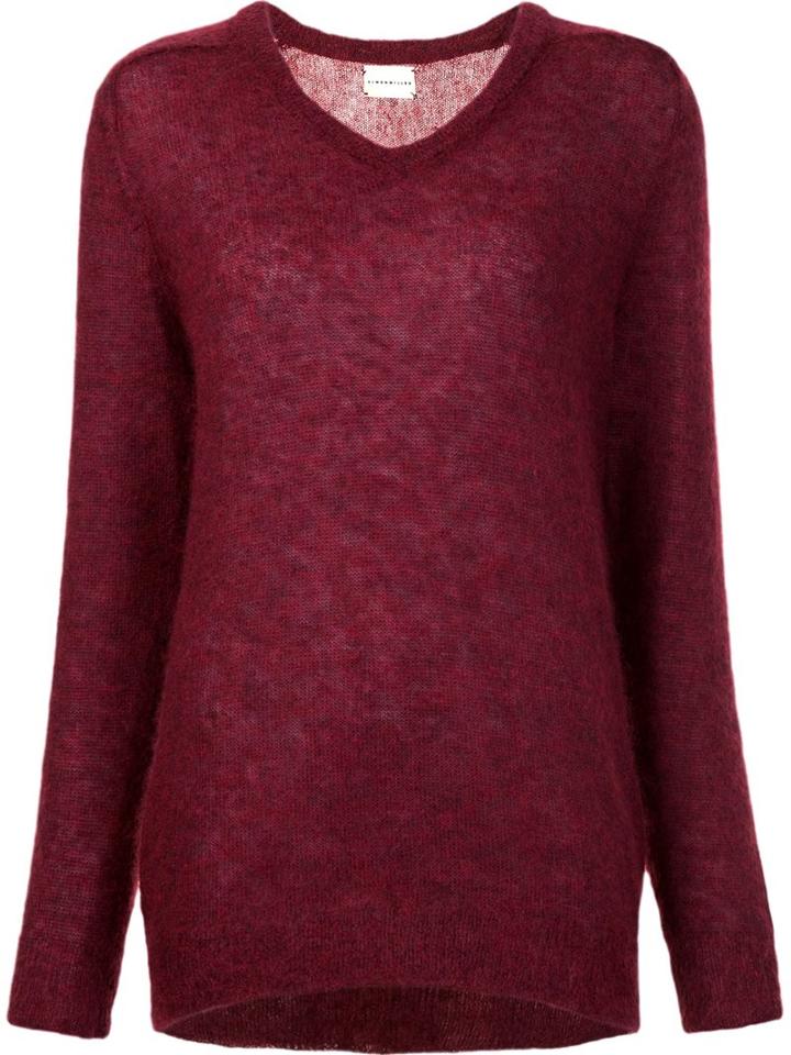 Simon Miller V-neck Jumper, Women's, Size: 2, Red, Nylon/mohair/wool