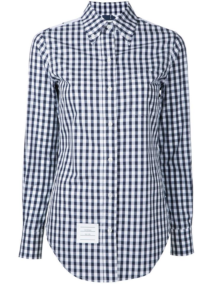 Thom Browne - Gingham And Floral-print Shirt - Women - Cotton - 46, Blue, Cotton