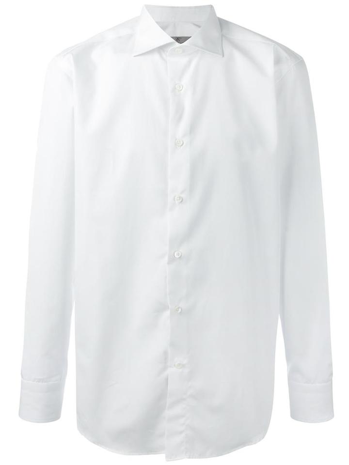 Canali Pointed Collar Shirt, Men's, Size: 42, White, Cotton