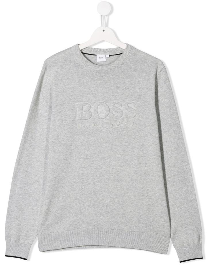 Boss Hugo Boss Logo Embossed Logo Sweatshirt - Grey