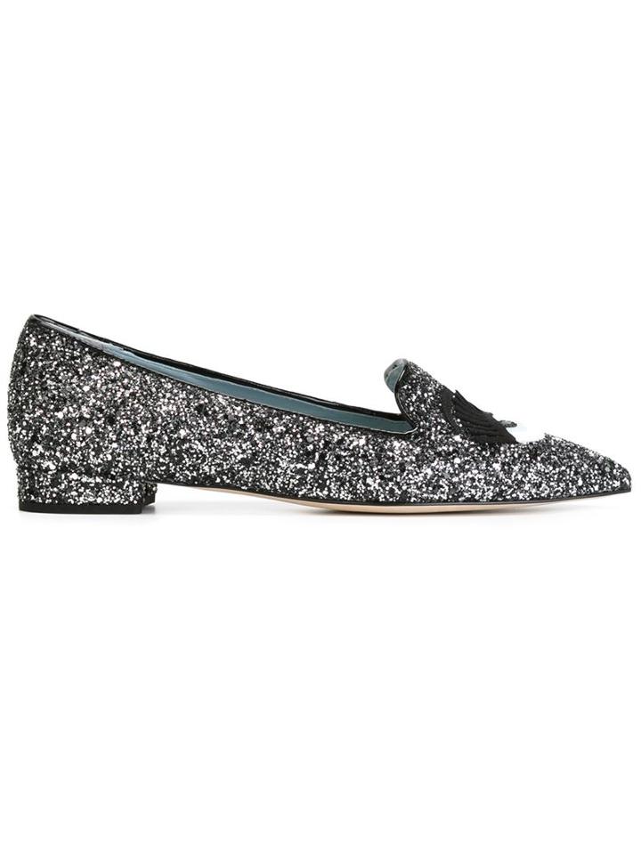 Chiara Ferragni Flirting Glitter Slippers, Women's, Size: 39, Black, Pvc/leather