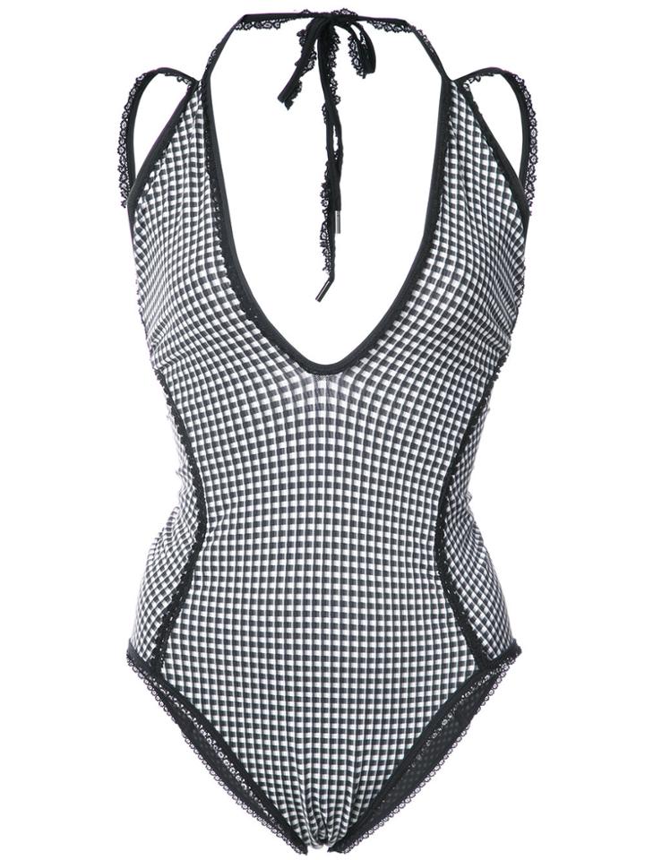Jonathan Simkhai Micro Checked Swimsuit - White