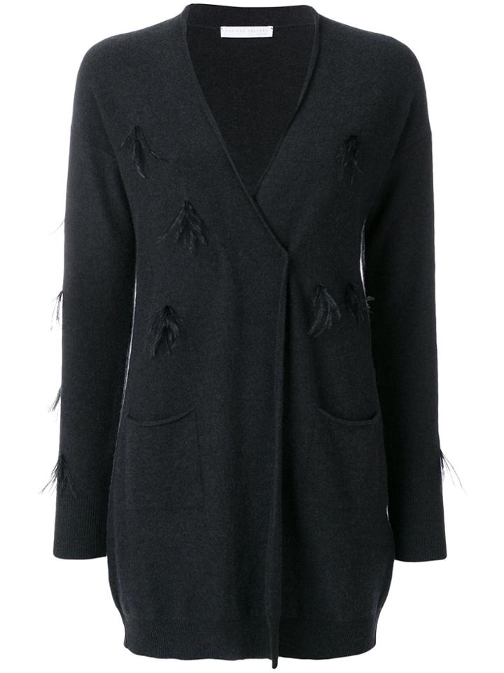 Fabiana Filippi V-neck Feather Embellished Pullover - Blue