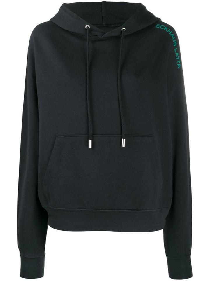 Eckhaus Latta Embroidered Logo Hoodie - Black