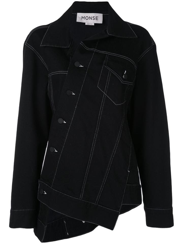 Monse Asymmetric Denim Jacket - Black