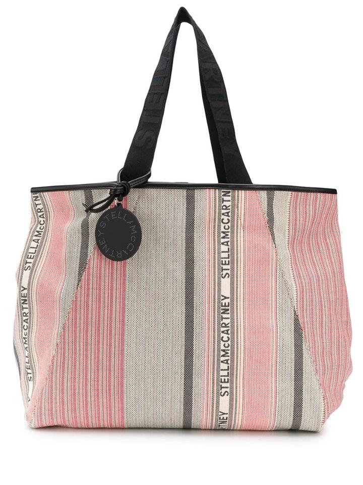 Stella Mccartney Striped Logo Tote - Red