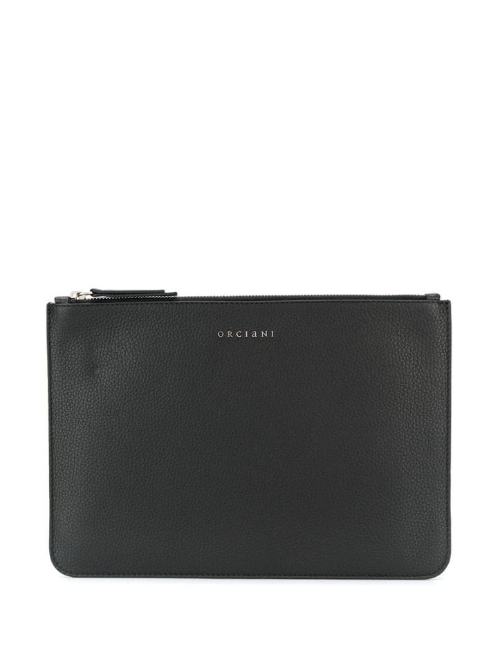 Orciani Logo Print Clutch Bag - Black