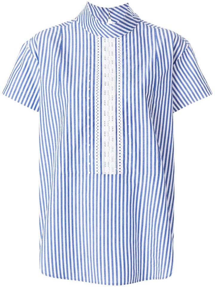 Ps Paul Smith Short Sleeve Striped Blouse - Blue
