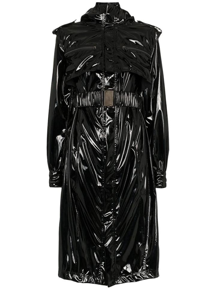 Faith Connexion Vinyl Belted Trench Coat - Black