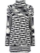 Missoni High Neck Short Knit Dress, Women's, Size: 42, Black, Polyamide/wool