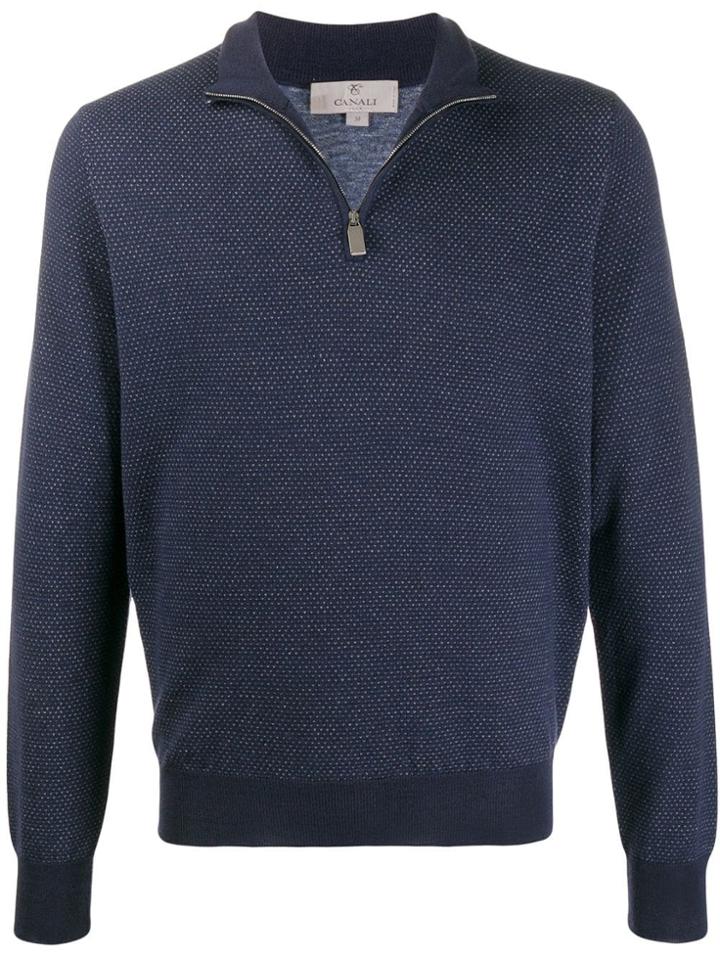 Canali Half-zip Long Sleeve Jumper - Blue