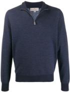 Canali Half-zip Long Sleeve Jumper - Blue