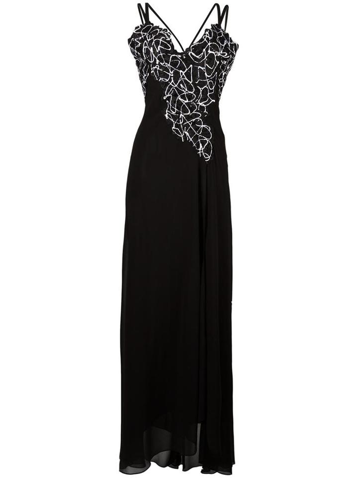Versace Collection Lace Panel Gown, Women's, Size: 44, Black, Polyester