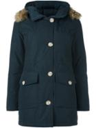 Woolrich 'arctic' Parka Coat, Women's, Size: Xs, Blue, Cotton/feather Down/polyamide/coyote Fur