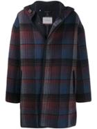 Lanvin Hooded Plaid Coat - Blue