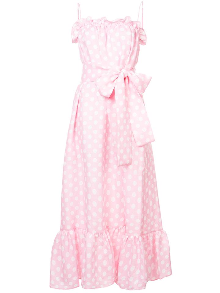 Lisa Marie Fernandez Polka Dot Tie Waist Maxi Dress - Pink & Purple
