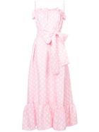 Lisa Marie Fernandez Polka Dot Tie Waist Maxi Dress - Pink & Purple
