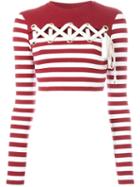 House Of Holland Striped Long Sleeve Cropped T-shirt