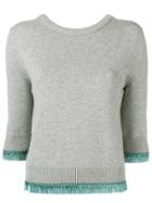 Chloé Cropped Contrast Trim Sweater - Grey