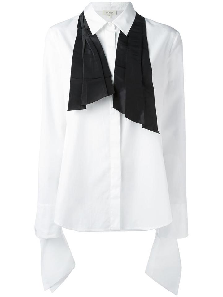 Isa Arfen Taffeta Bow Classic Shirt, Women's, Size: 10, White, Cotton/silk