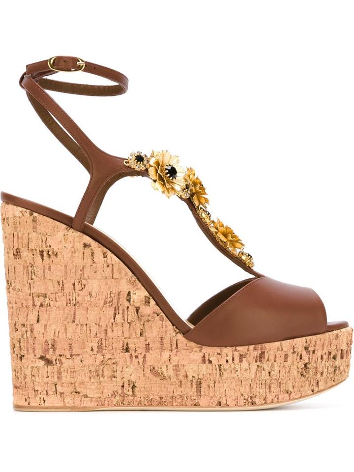 Giuseppe Zanotti Design Floral Embellished Wedge Sandals