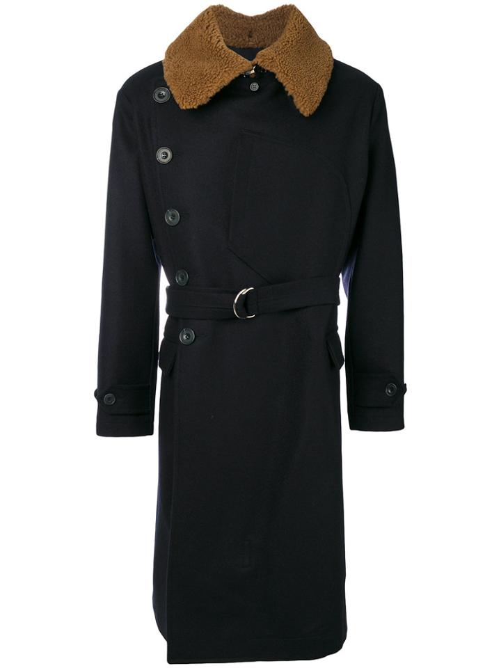Cini Contrasting Lapel Coat - Blue