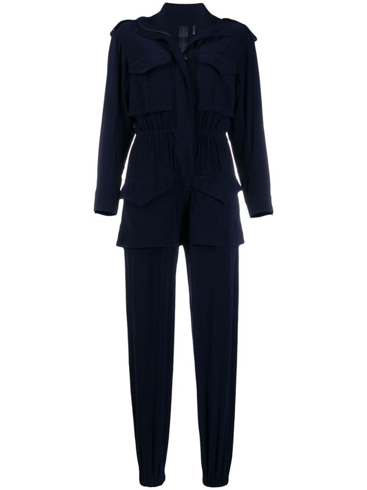Norma Kamali Long-sleeve Fitted Jumpsuit - Blue